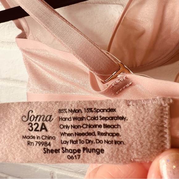 NWT Soma Sheer Shape Unlined Underwire Plunge Bra 32 A Adobe Rose #0397 - Picture 8 of 12
